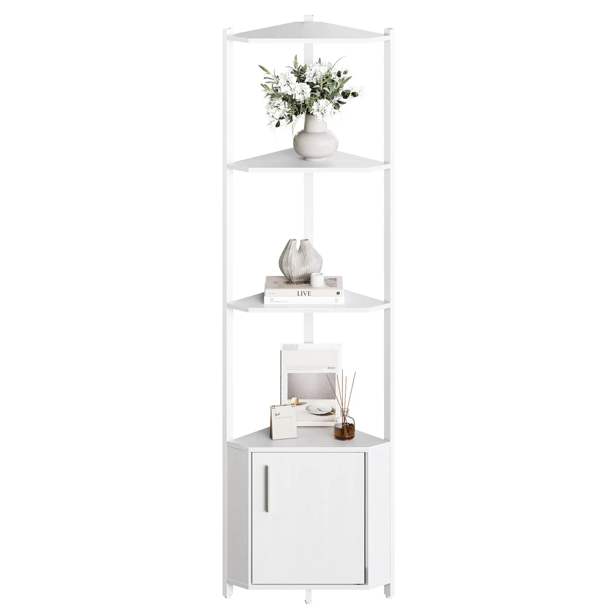 HiMISS Rustic Wood And Metal Corner Shelf Organizer Display Rack