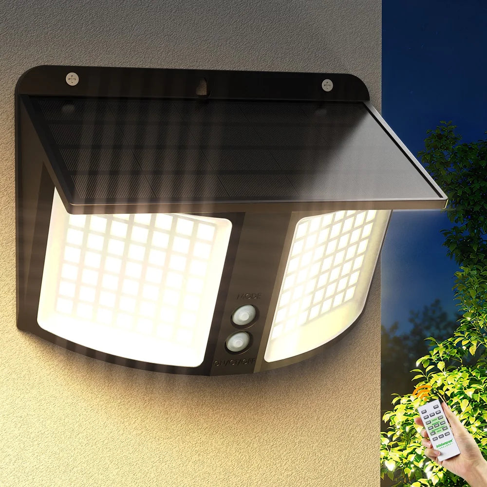 Intelamp Solar Outdoor Floodlight With Radar Detection And Battery Power