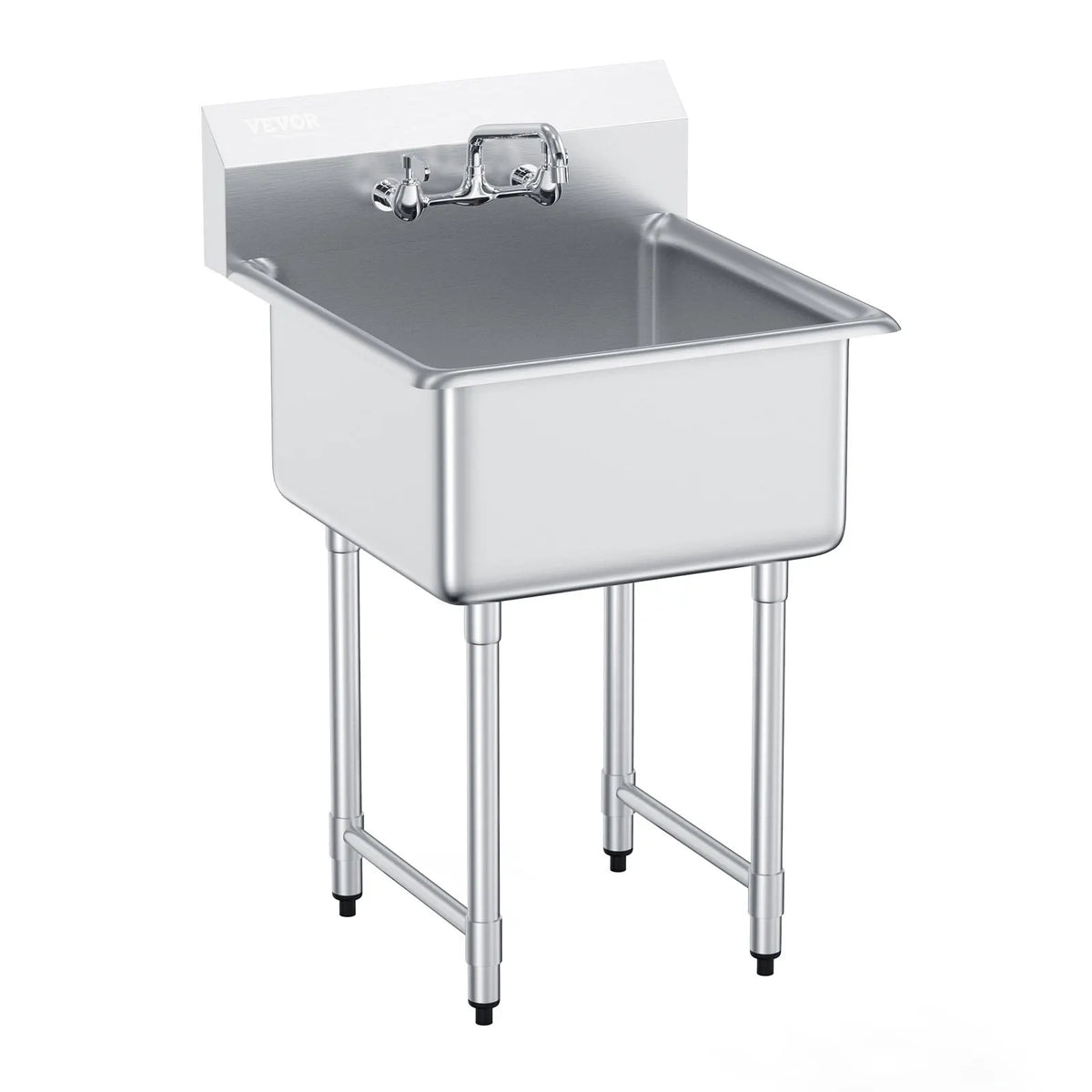 SucceBuy Stainless Steel Single Bowl Commercial Utility Sink With Faucet