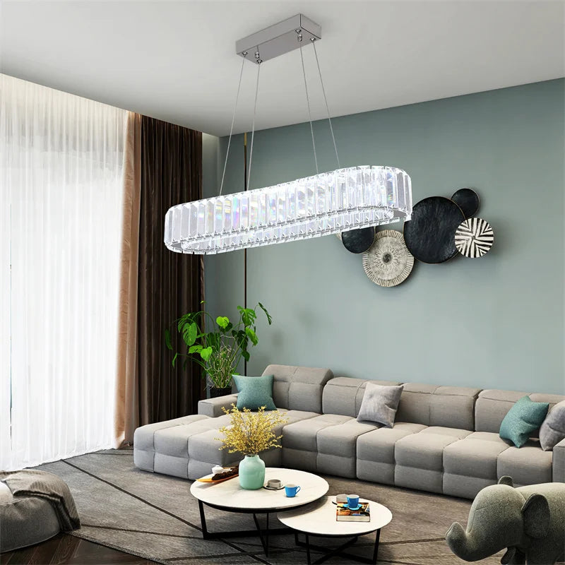 GreeLustr K9 Crystal Oval Ring LED Chandelier Pendant Light
