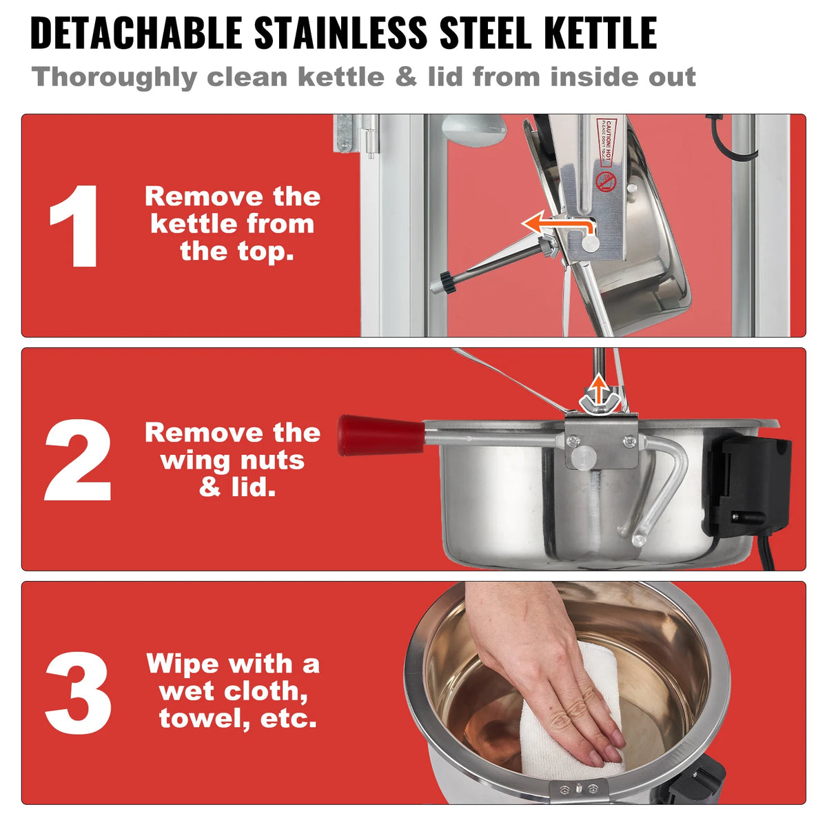 SucceBuy Commercial Electric Popcorn Maker With Stainless Steel Kettle