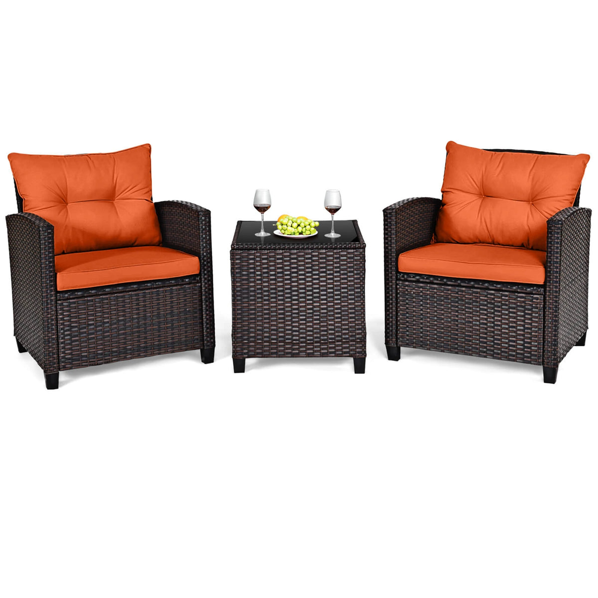 Homasis Patio Rattan Furniture Set With Cushion Sofa