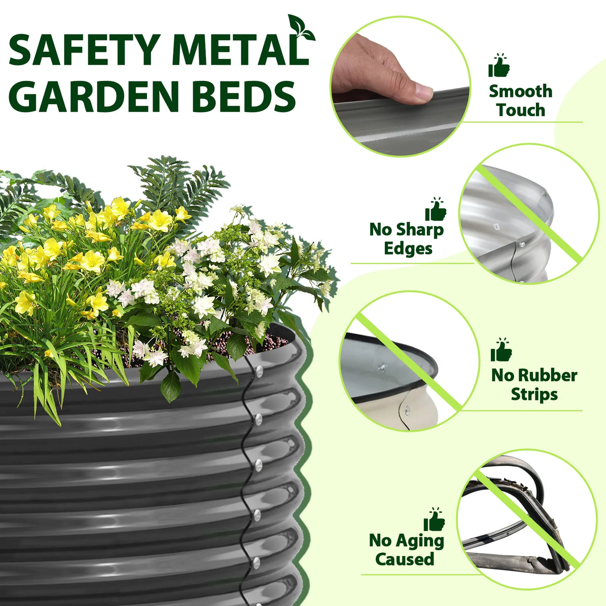 Tramull Galvanized Oval Raised Garden Bed Planter for Vegetables