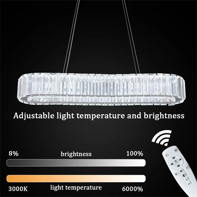 GreeLustr K9 Crystal Oval Ring LED Chandelier Pendant Light