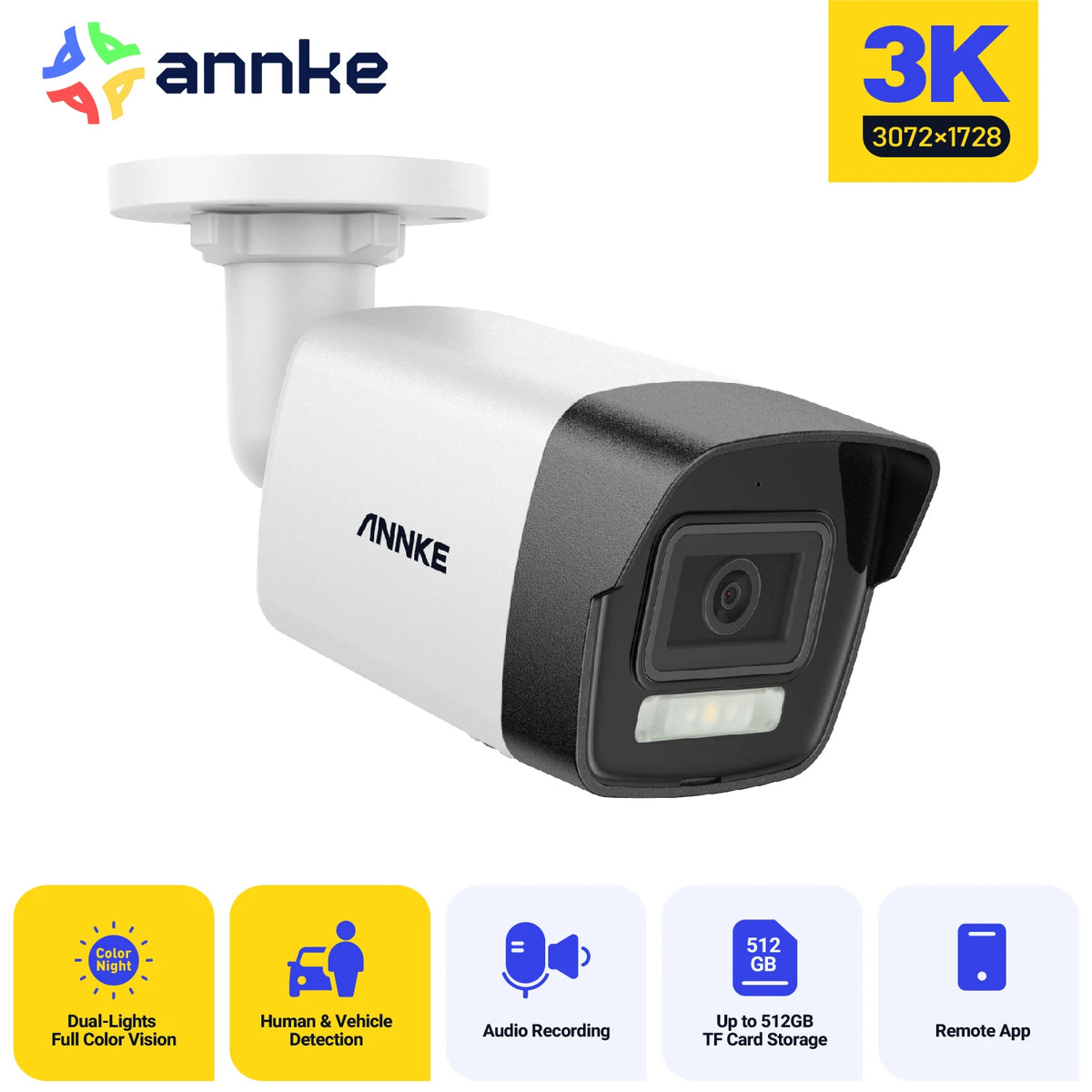 ANNKE 12MP 3K Outdoor PoE Security Camera With Night Vision