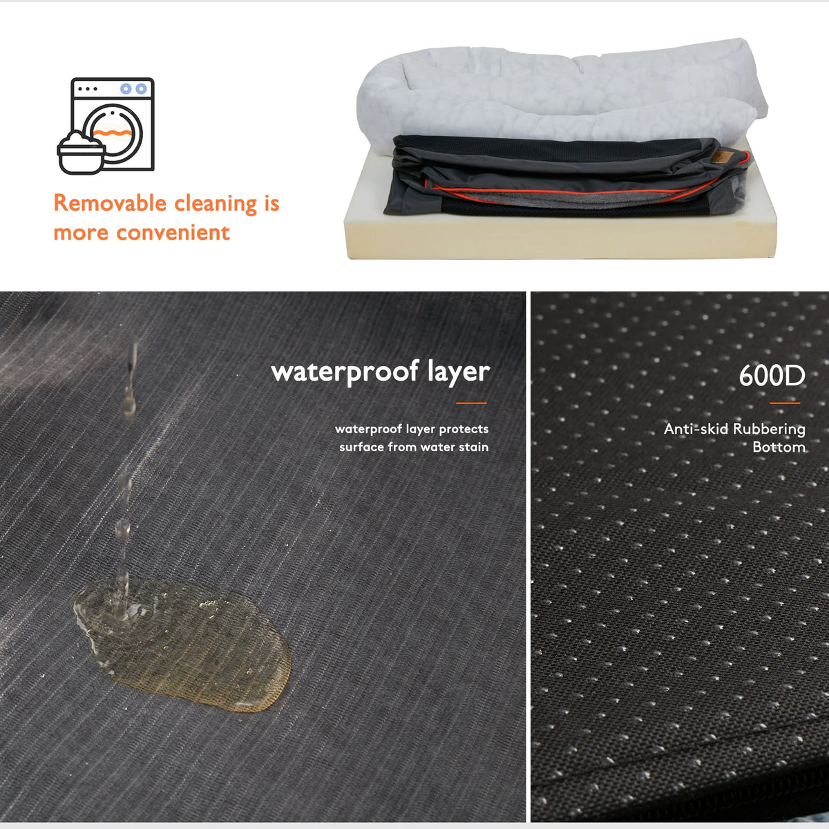 Bingopaw Removable Washable Fleece Dog Bed With Waterproof Cover