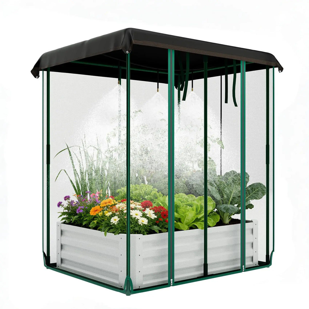 HiMISS Galvanized Raised Garden Bed With Drip Irrigation