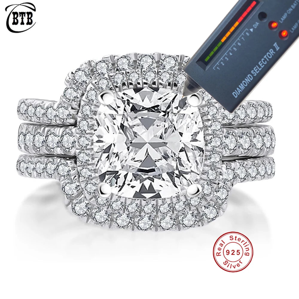 CBTB Sterling Silver Moissanite Engagement Rings for Women