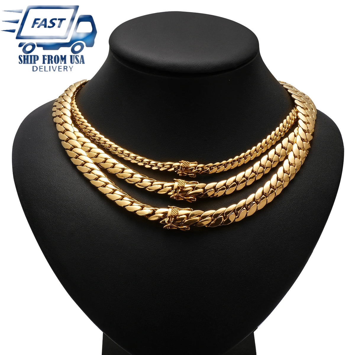 Stainless Steel Cuban Link Chain Necklace For Men Hip Hop