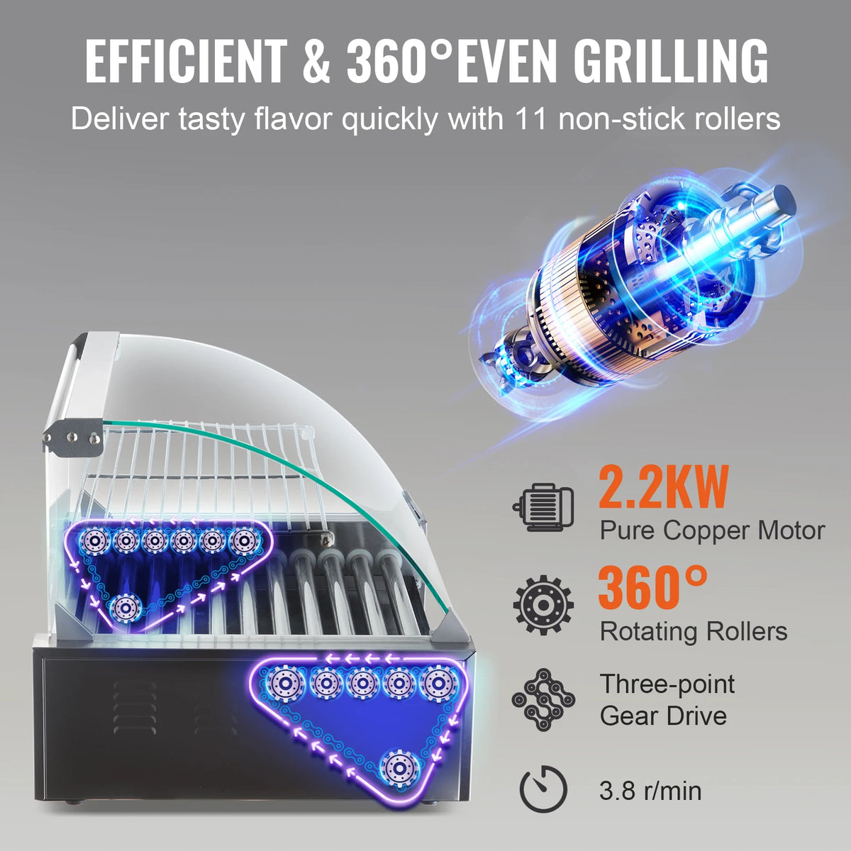 SucceBuy Commercial Hot Dog Roller Grill For Sausages And Barbecue
