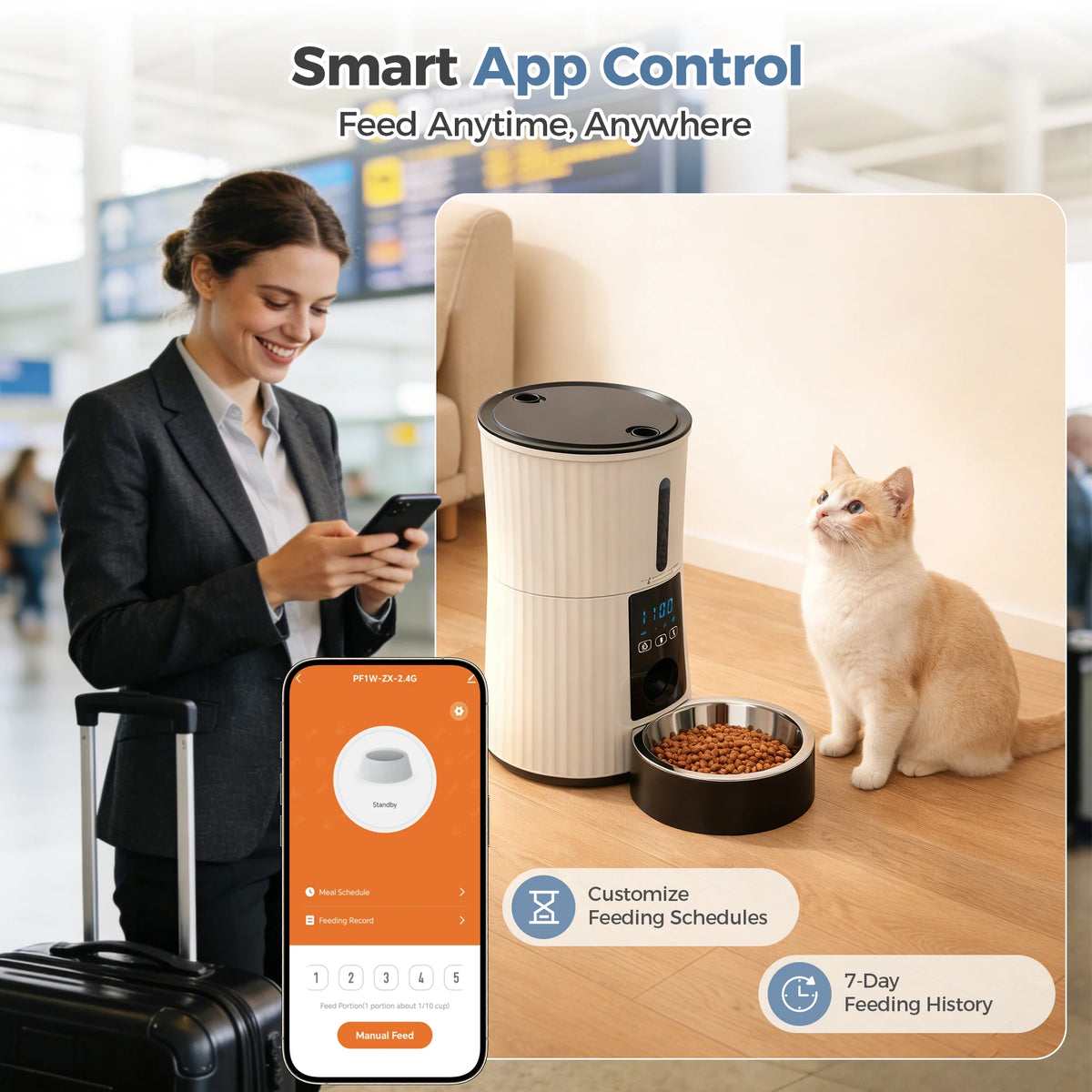 JHK WiFi Cat Feeder With App Control And Timed Feeding