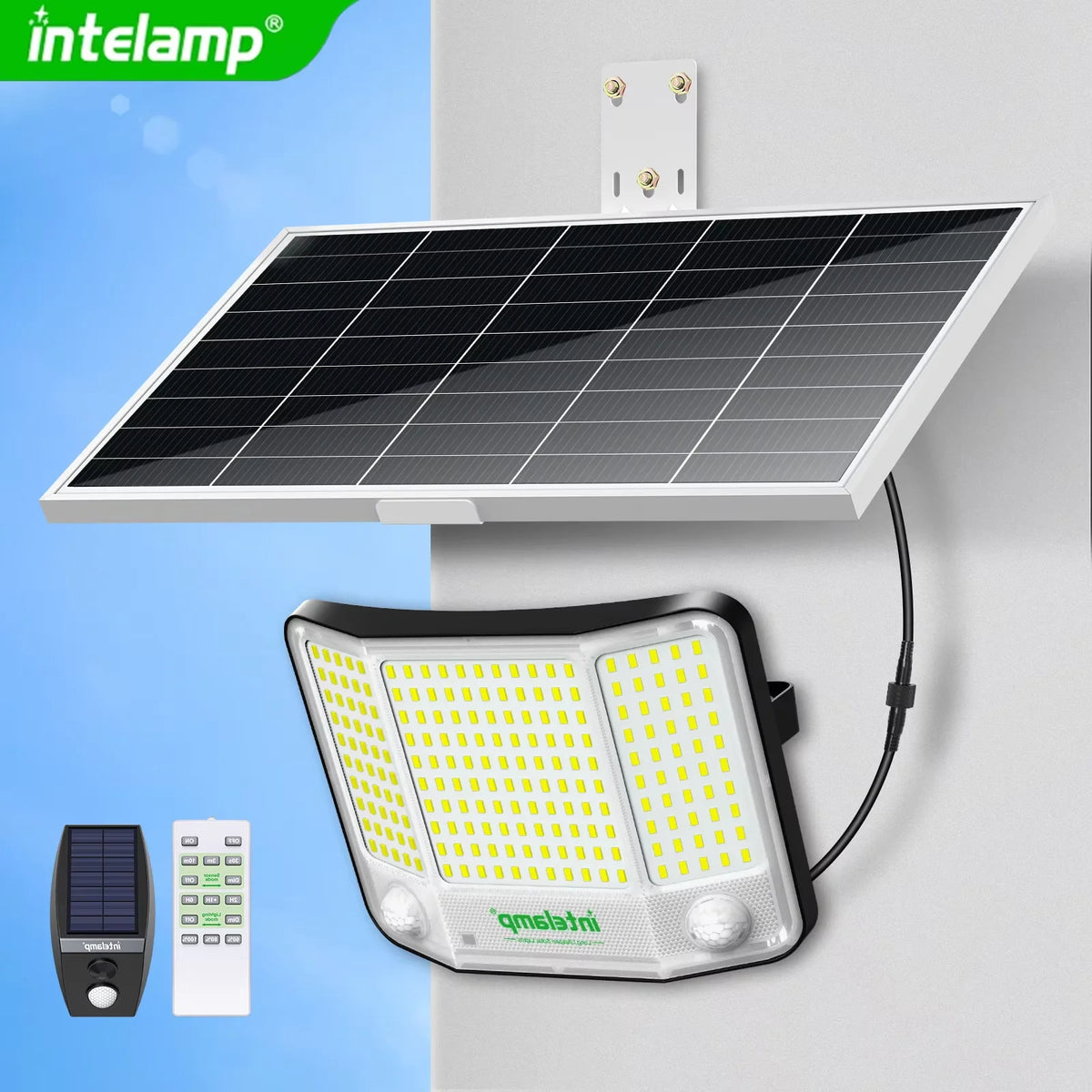 Intelamp LED Solar Flood Light With Triple Motion Sensor Outdoor