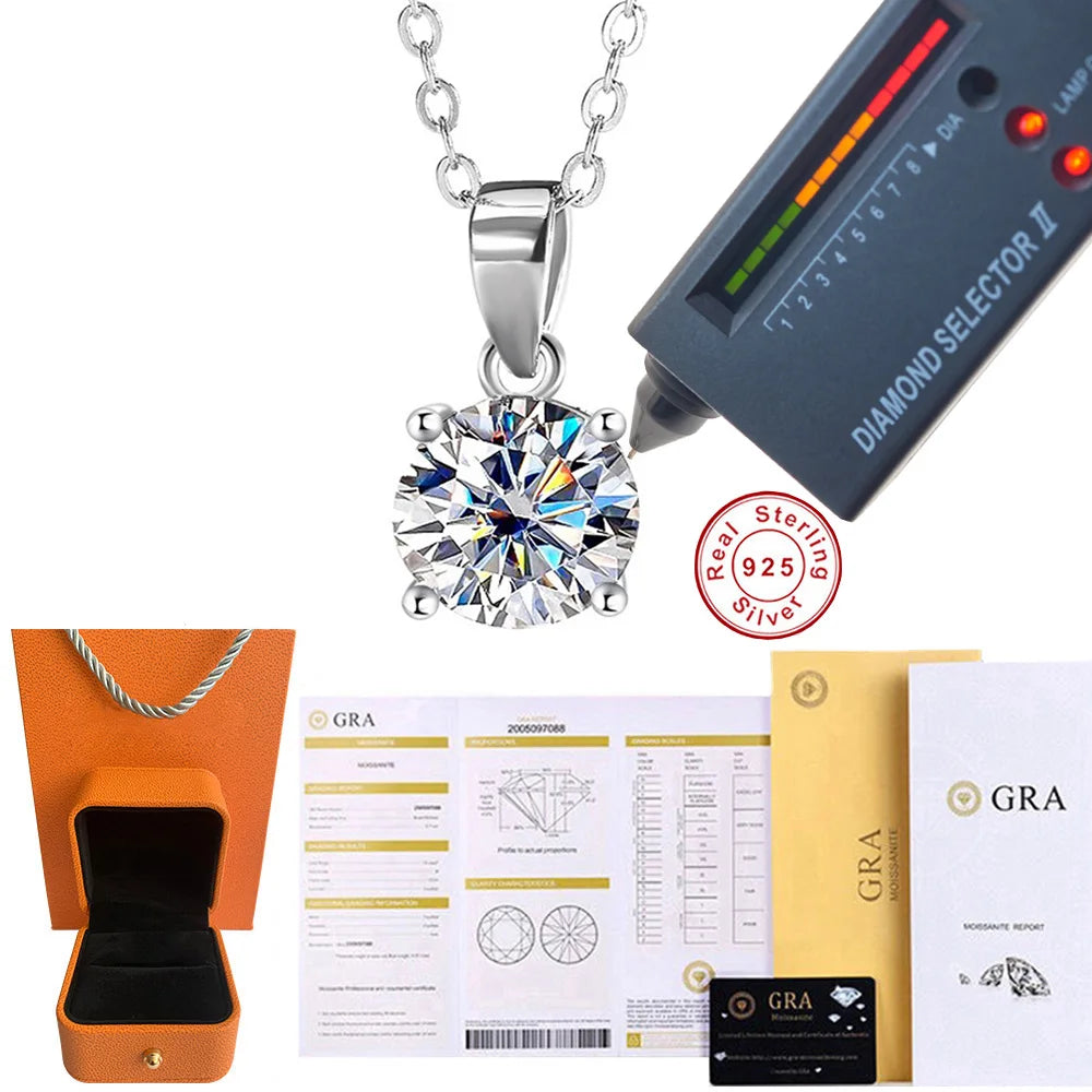 Angel Bola Sterling Silver Moissanite Pendant Necklace for Women