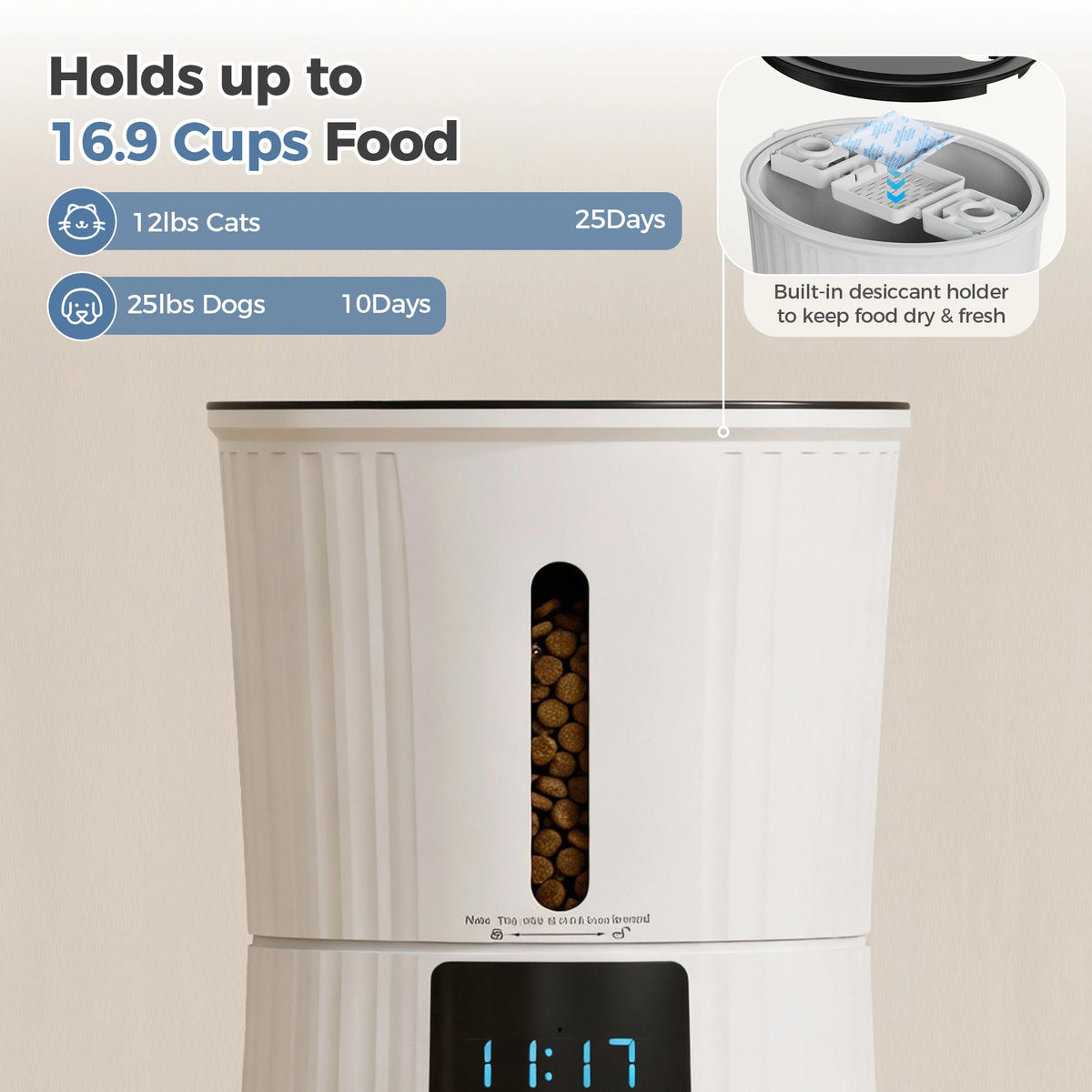JHK WiFi Cat Feeder With App Control And Timed Feeding