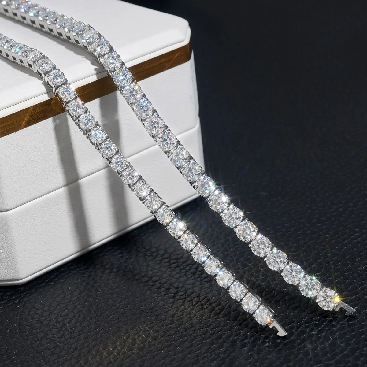 LYEE CYEE Sterling Silver Moissanite Tennis Chain Necklace