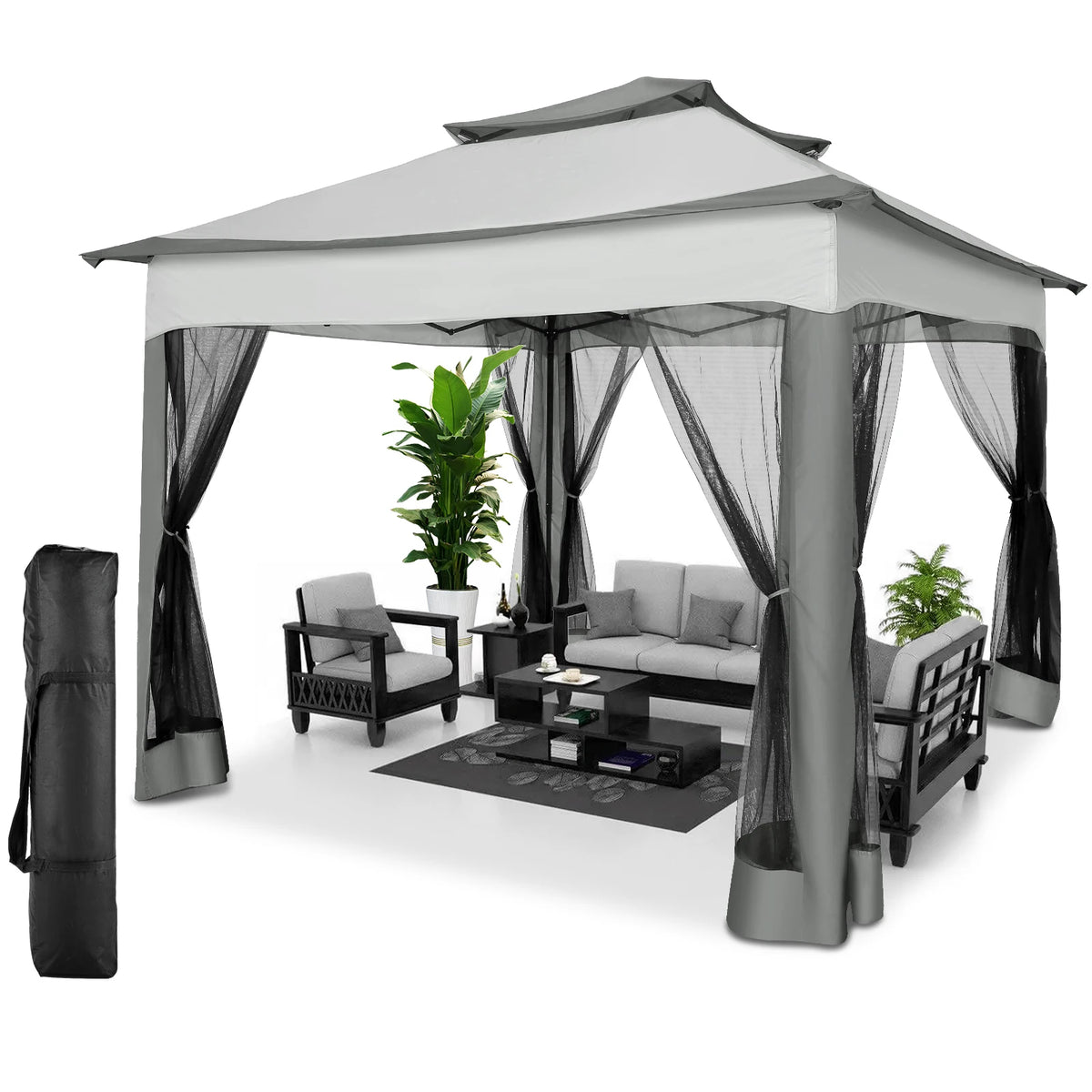 COBIZI Pop Up Gazebo with Mosquito Netting and Ventilated Roof