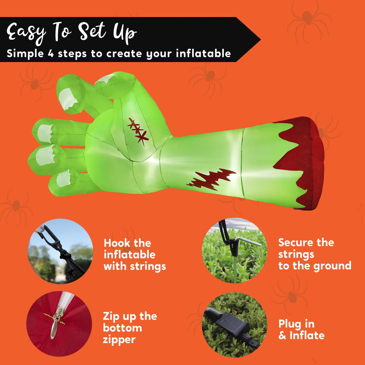 Joyfy Giant Zombie Arm Halloween Inflatable Outdoor Decoration With LEDs