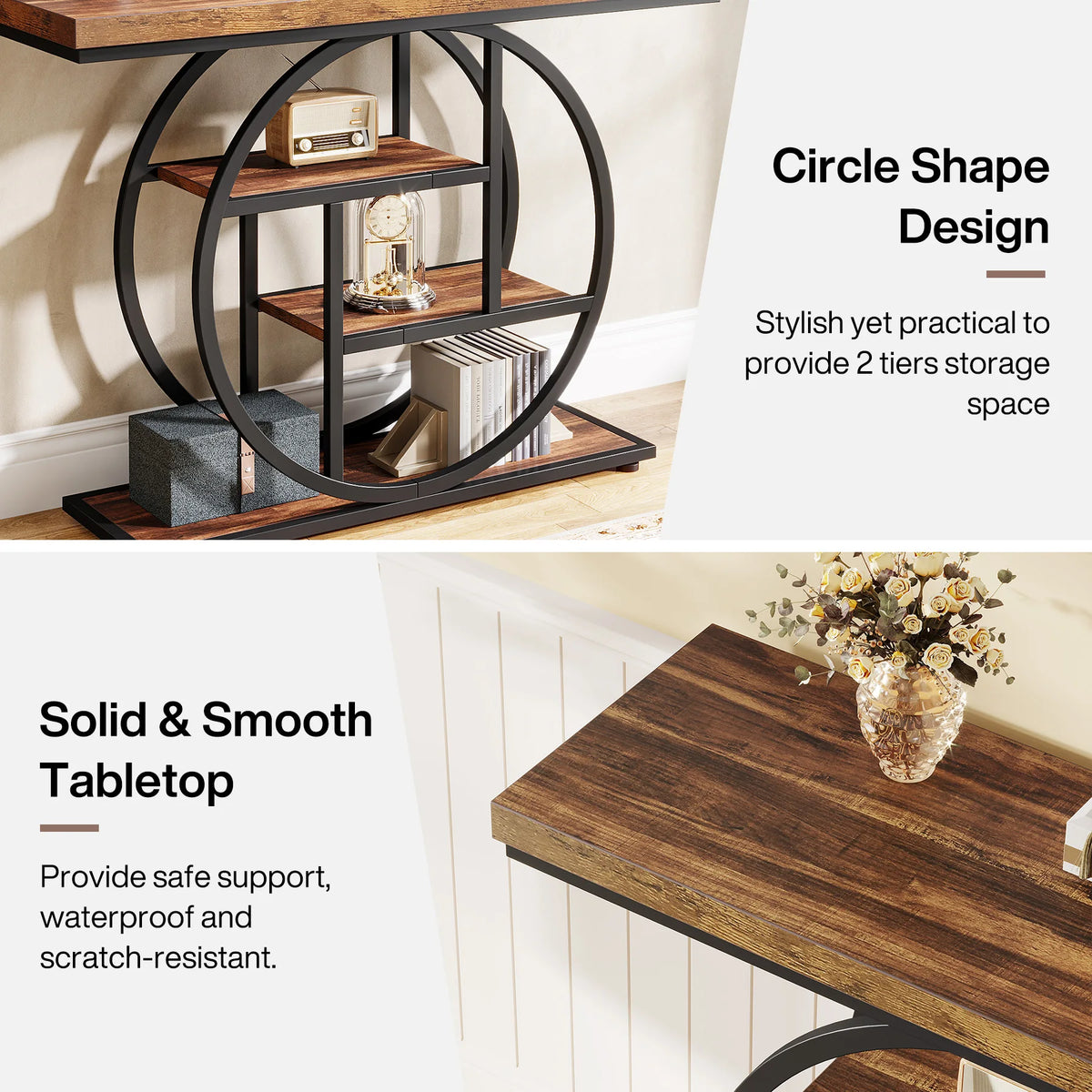 Tribesigns Four Tier Industrial Console Table With Entryway Storage