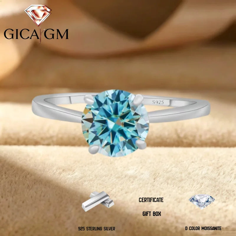 Certified Sterling Silver Moissanite Engagement Ring
