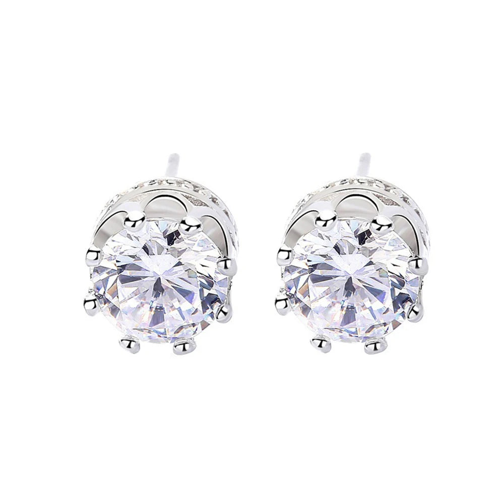 CBTB Eight Claw Crown Moissanite Sterling Silver Stud Earrings