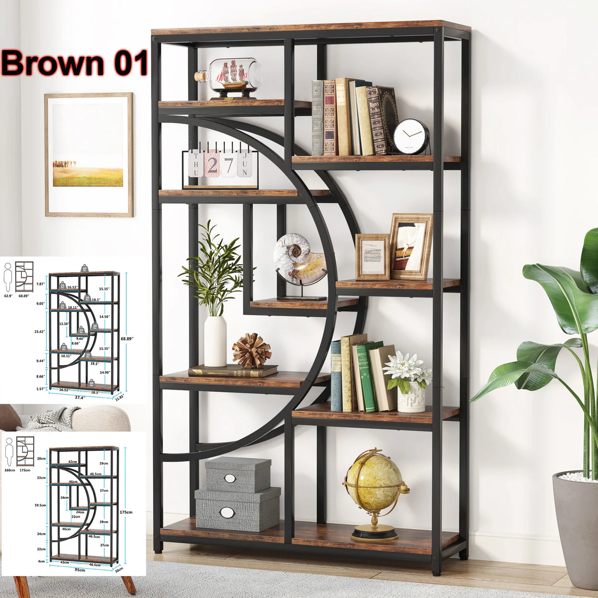 Tribesigns Industrial Bookshelf Freestanding Display and Storage Organizer