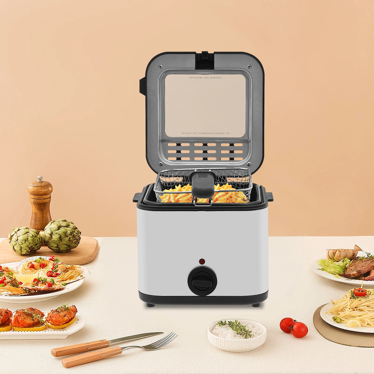 Electric Stainless Steel Deep Fryer With Adjustable Temperature Control Basket