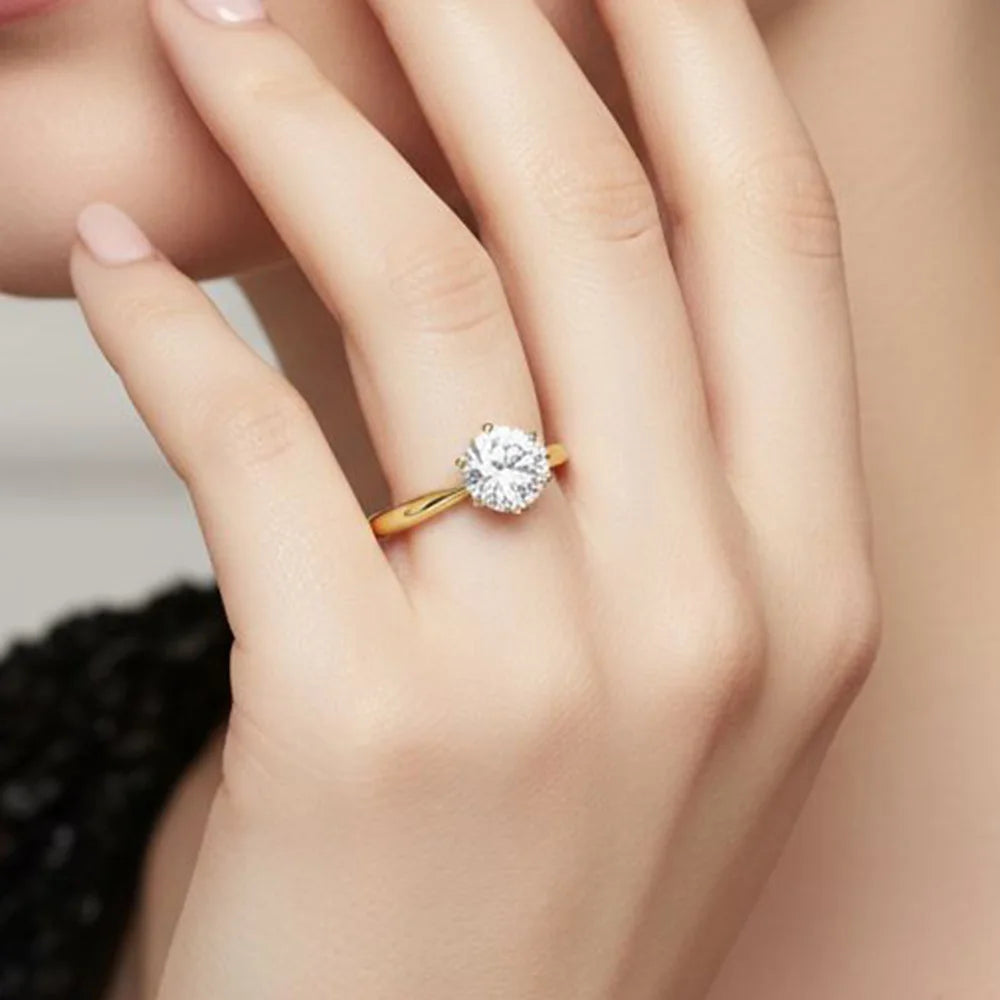 Angel Bola Moissanite Six Claw Sterling Silver Wedding Ring