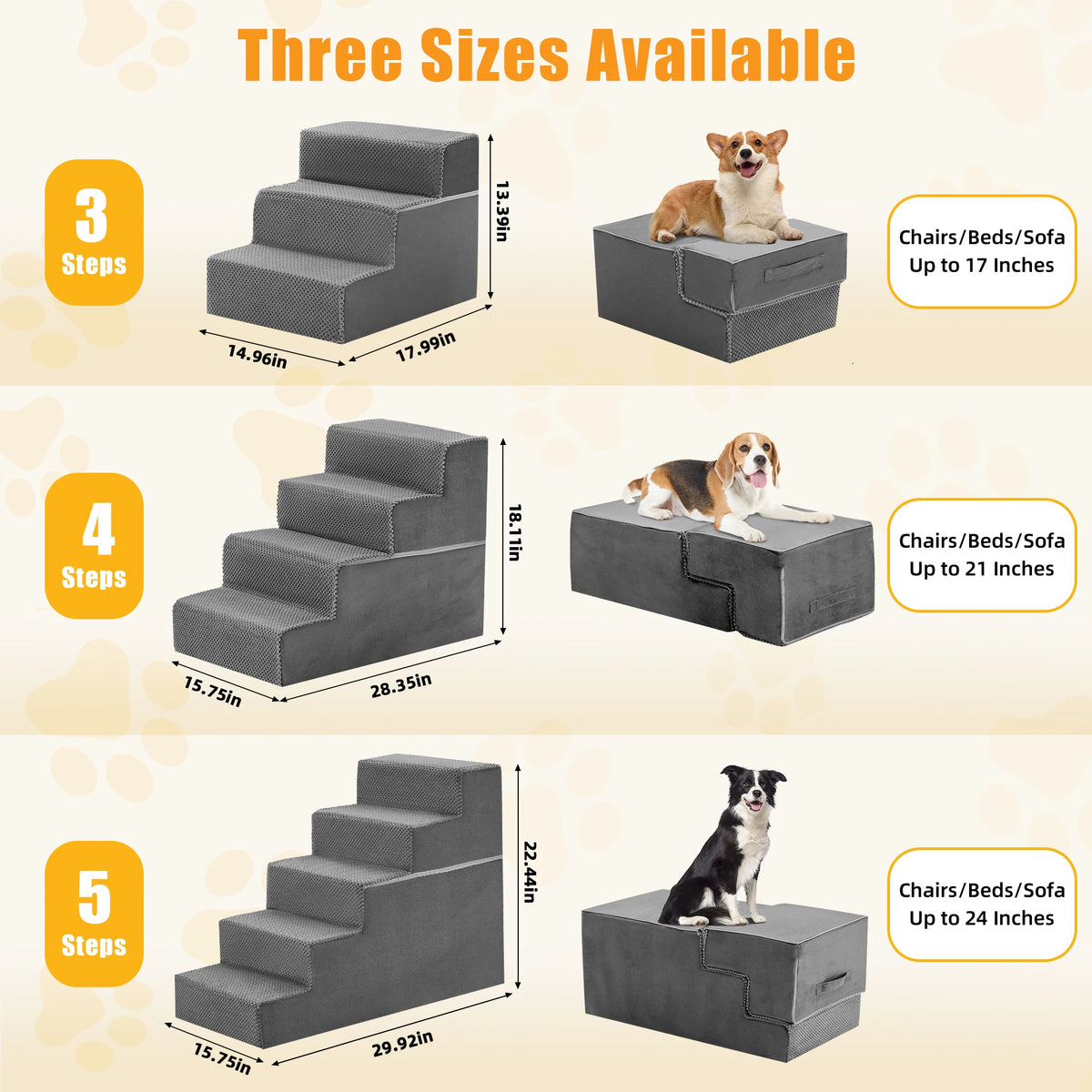 Curved Foam Dog Stair Ramp With Non Slip Indoor Steps