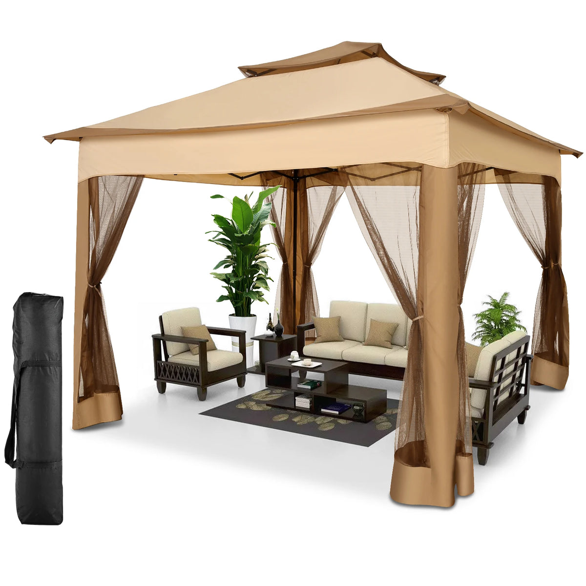 COBIZI Pop Up Gazebo with Mosquito Netting and Ventilated Roof