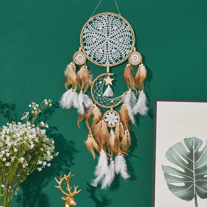 Handcrafted Moon Dream Chaser Bohemian Wall Decor