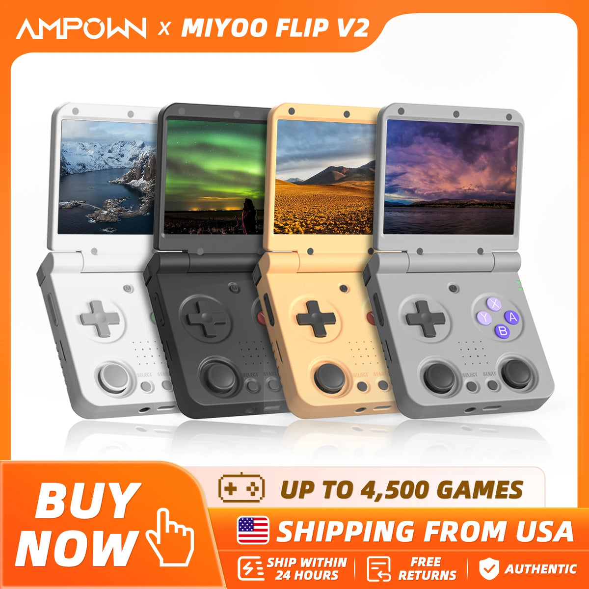 MIYOO Flip V2 Handheld Console IPS Screen Linux Onion OS