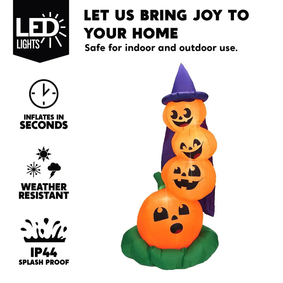 Joyfy Halloween Inflatable Stacked Pumpkins Led Outdoor Indoor Decor