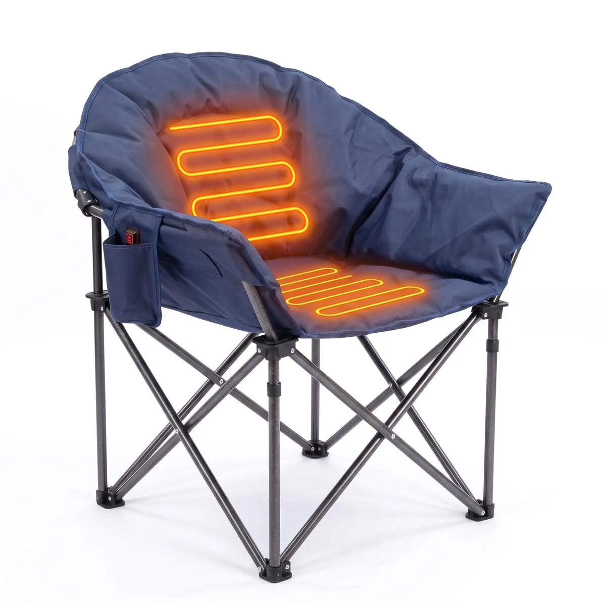 HiMISS Heated Folding Camping Chair With Cup Holder And Pockets
