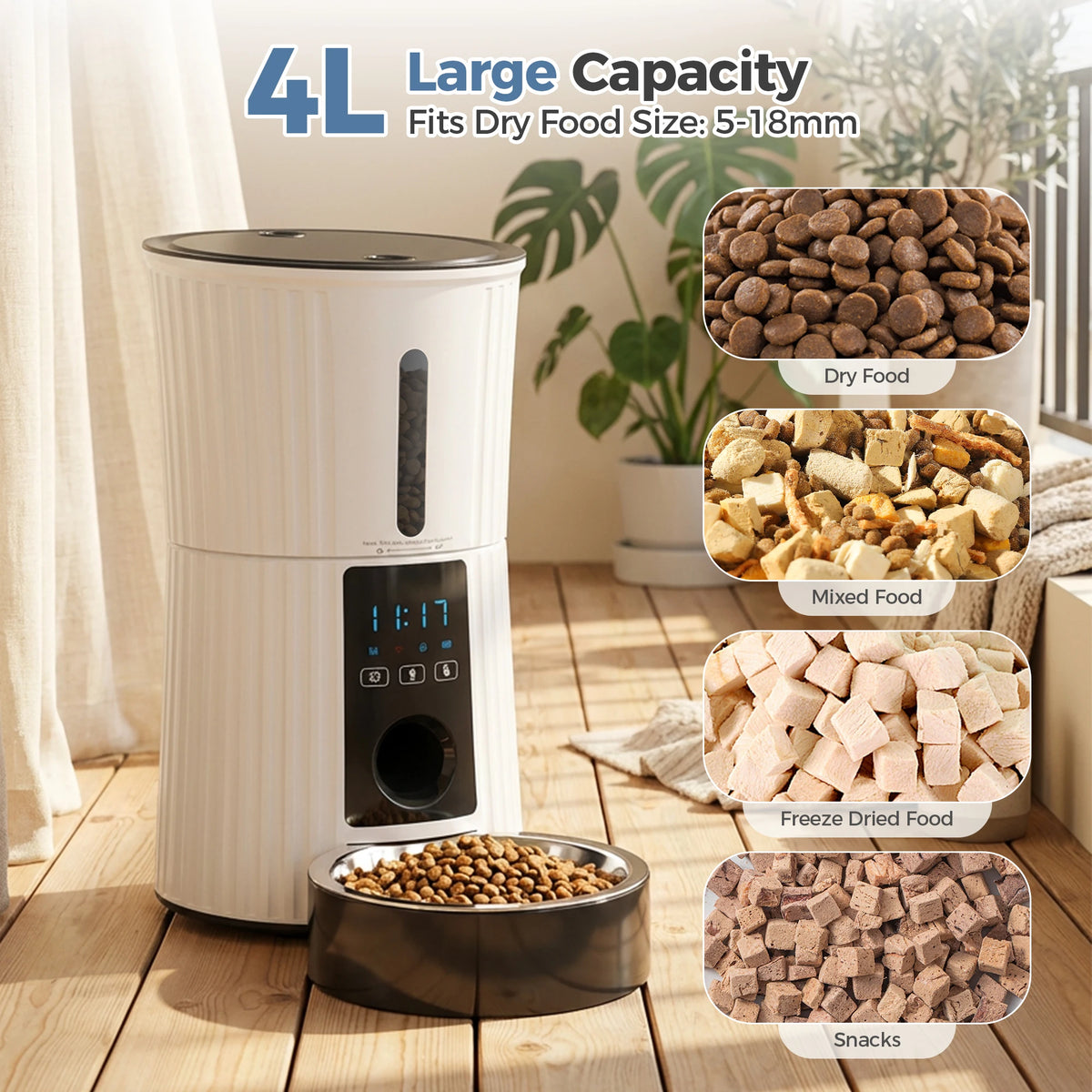 JHK WiFi Cat Feeder With App Control And Timed Feeding