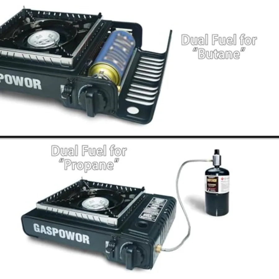Portable Dual Fuel Propane Butane Stove With Windblocker And Automatic Ignition