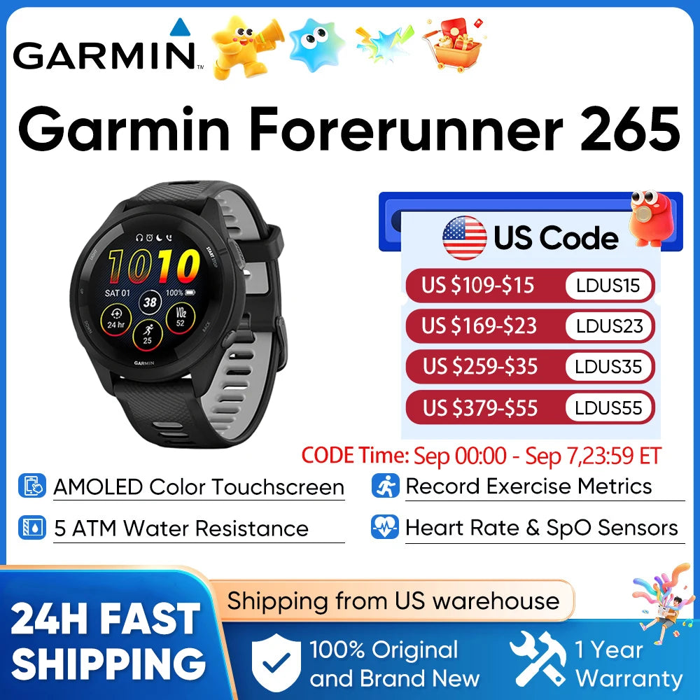Garmin Forerunner 265 GPS Smartwatch With AMOLED Display