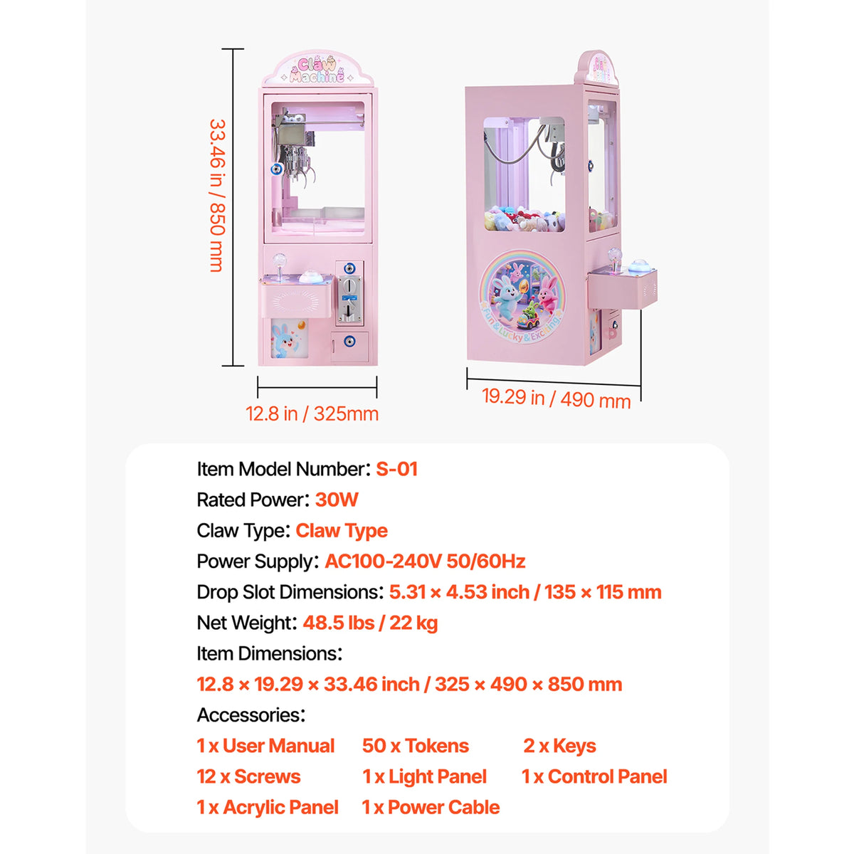 VEVOR Claw Crane Machine Candy Grabber Prize Dispenser