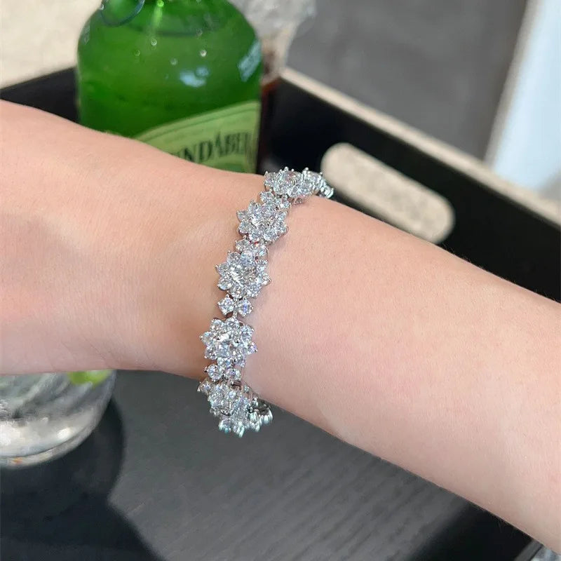 LYEE CYEE 925 Sterling Silver Moissanite Charm Bracelet Gift