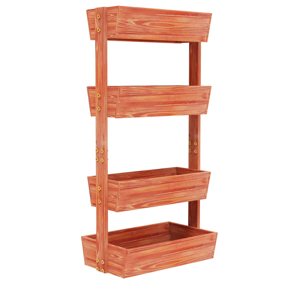 Four Tier Vertical Wooden Raised Planter Box for Outdoor Gardening