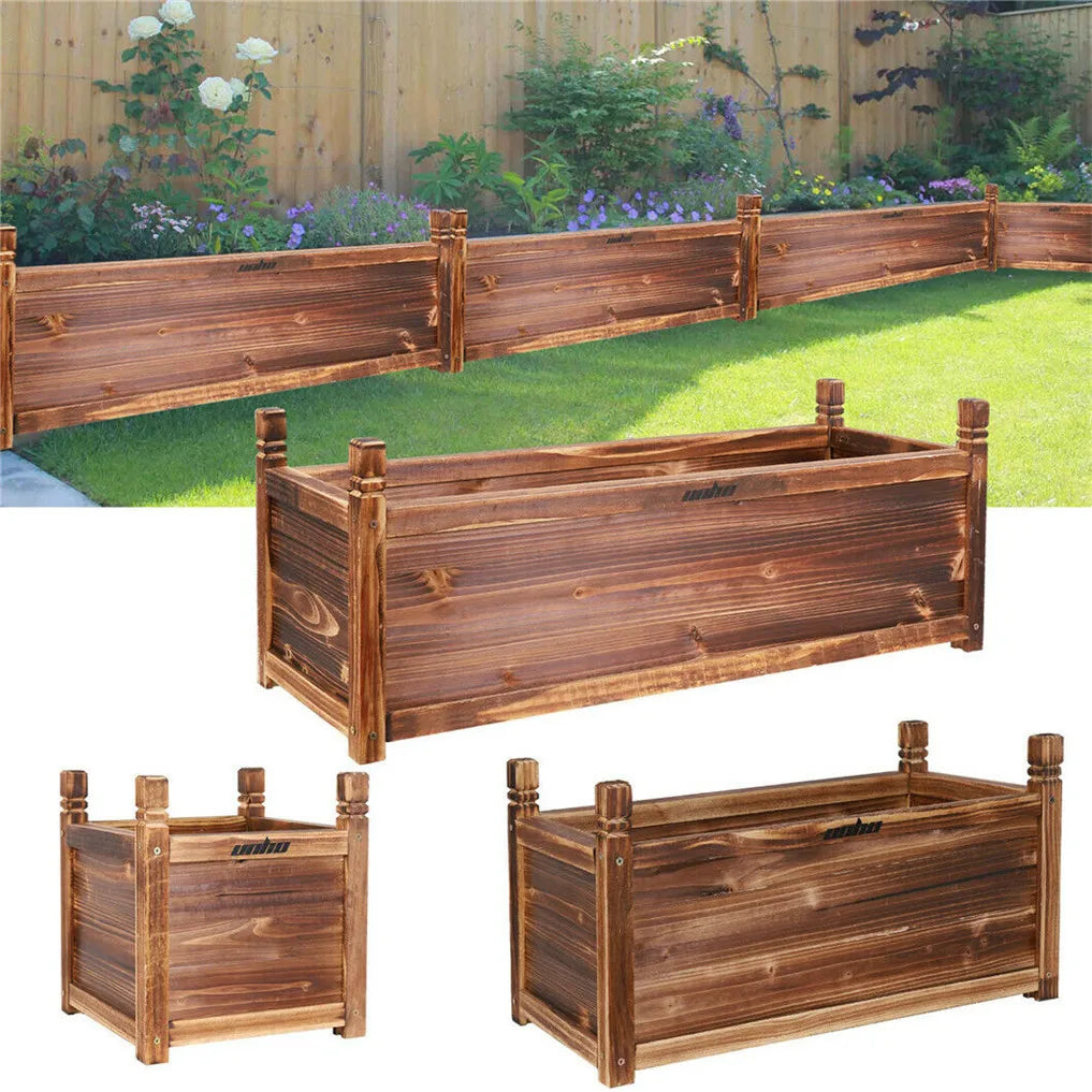 Wooden Raised Garden Planter Bed For Flowers Herbs And Vegetables
