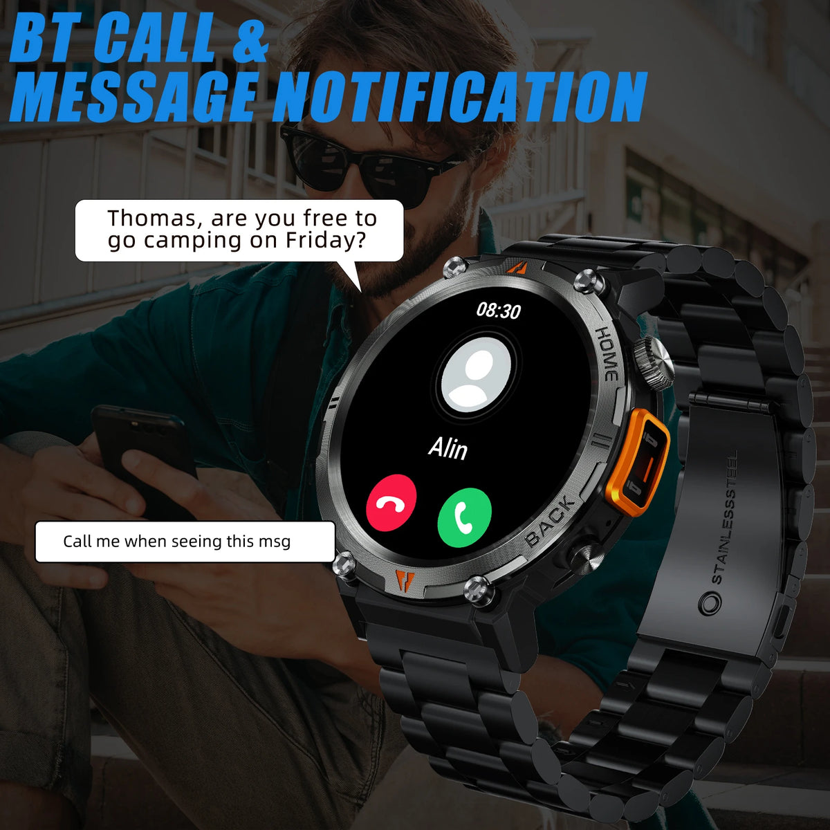 LaNikar Bluetooth Calling Smartwatch With Touchscreen Health Monitoring
