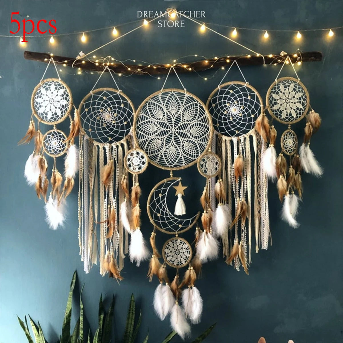 Handcrafted Moon Dream Chaser Bohemian Wall Decor