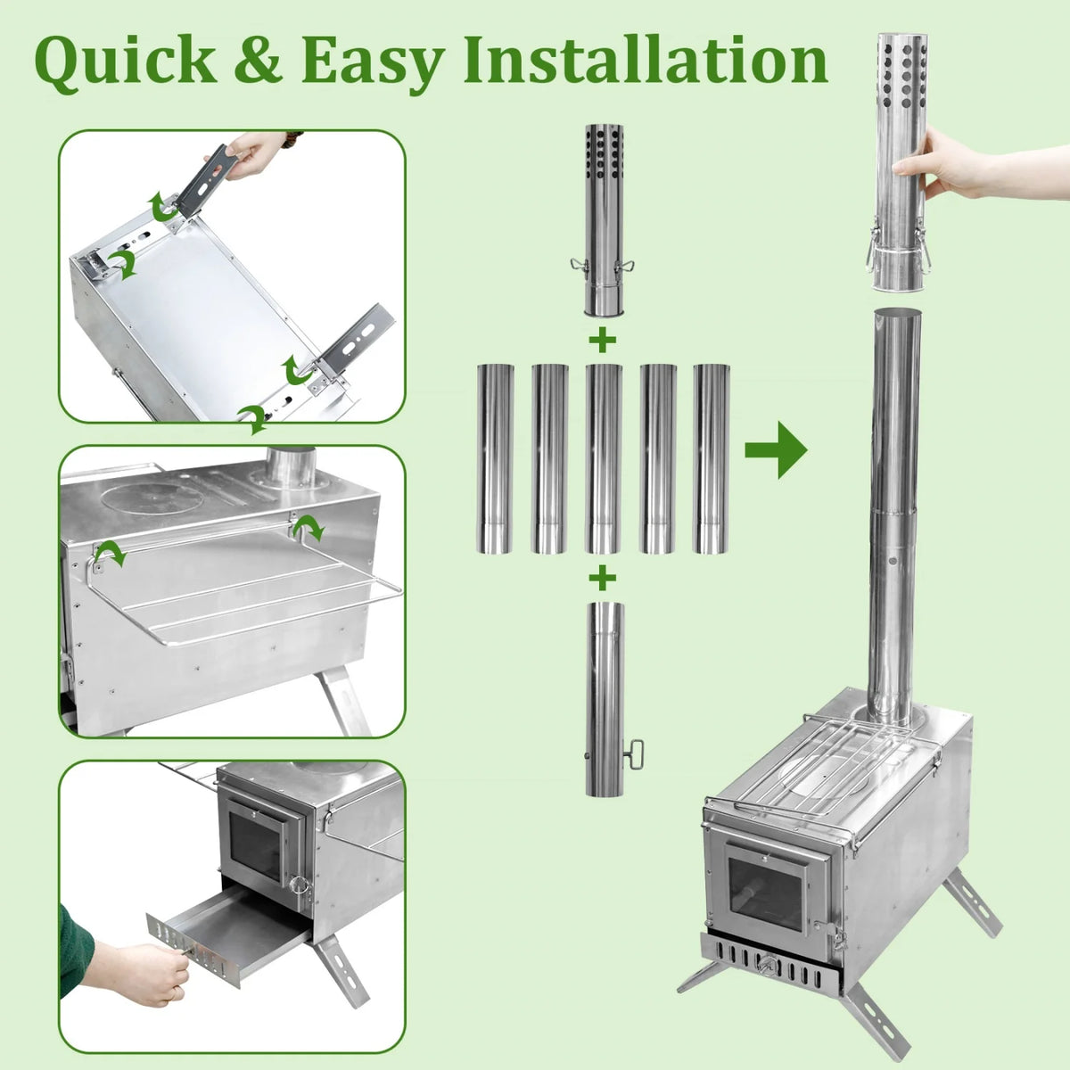 Compact Stainless Steel Wood Burning Stove With Sauna Heater