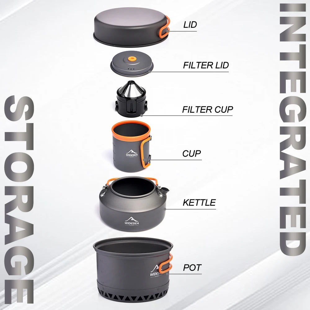 Widesea Outdoor Camping Cookware Set Kettle Pots