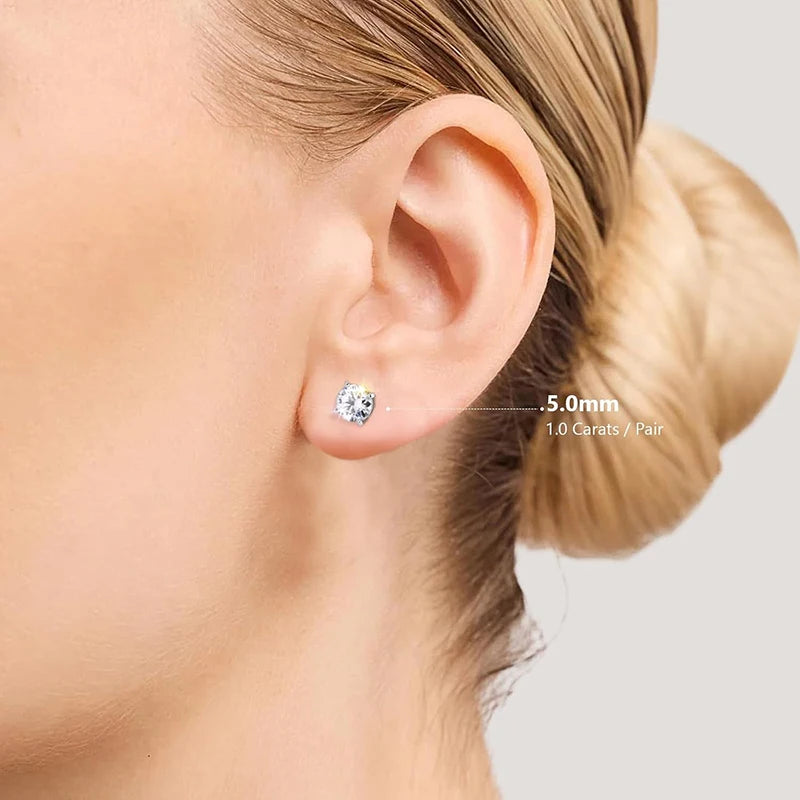 Attagems Four Claw Moissanite Stud Earrings S925 Sterling Silver