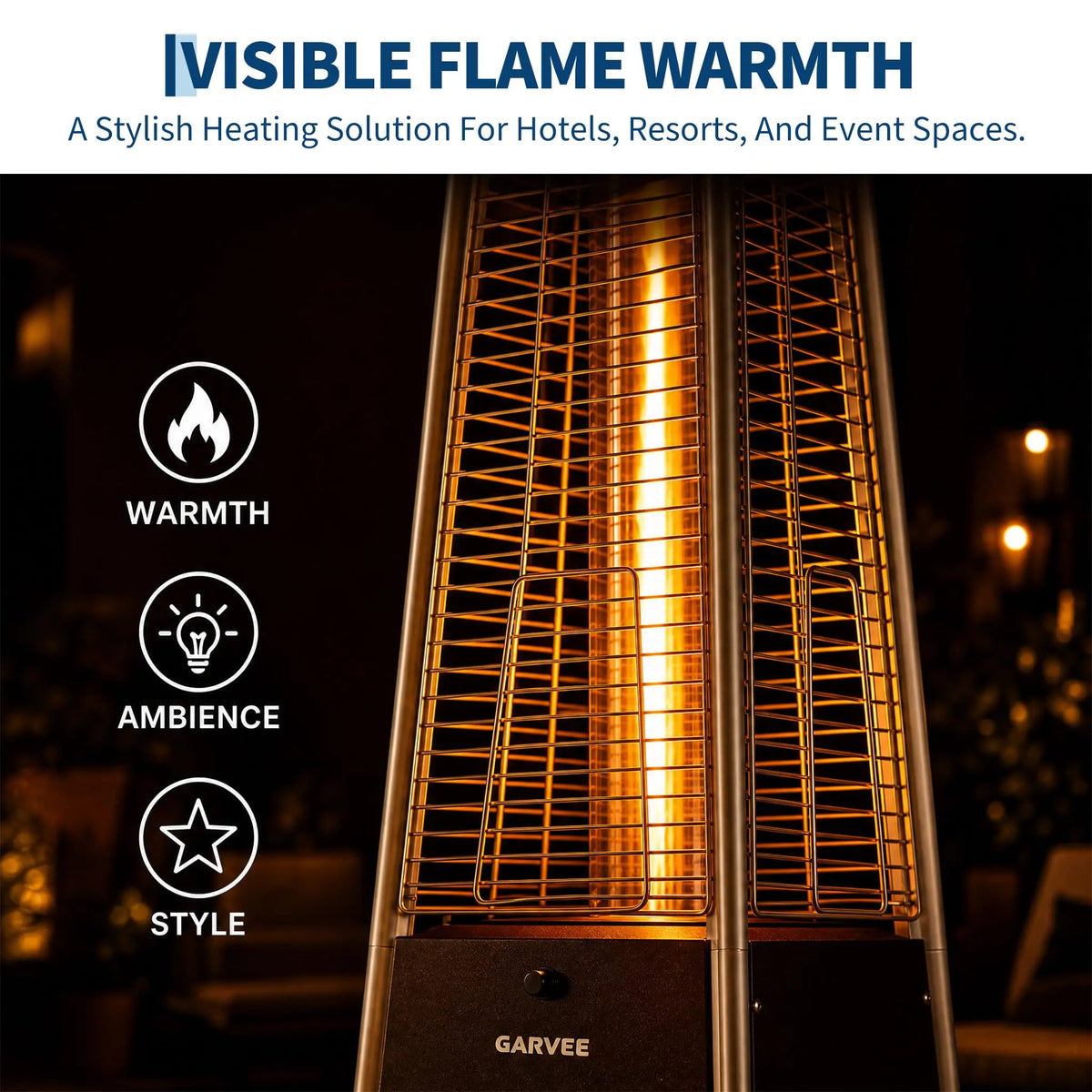 HiMISS Outdoor Propane Patio Heater With Visible Flame And Wheels