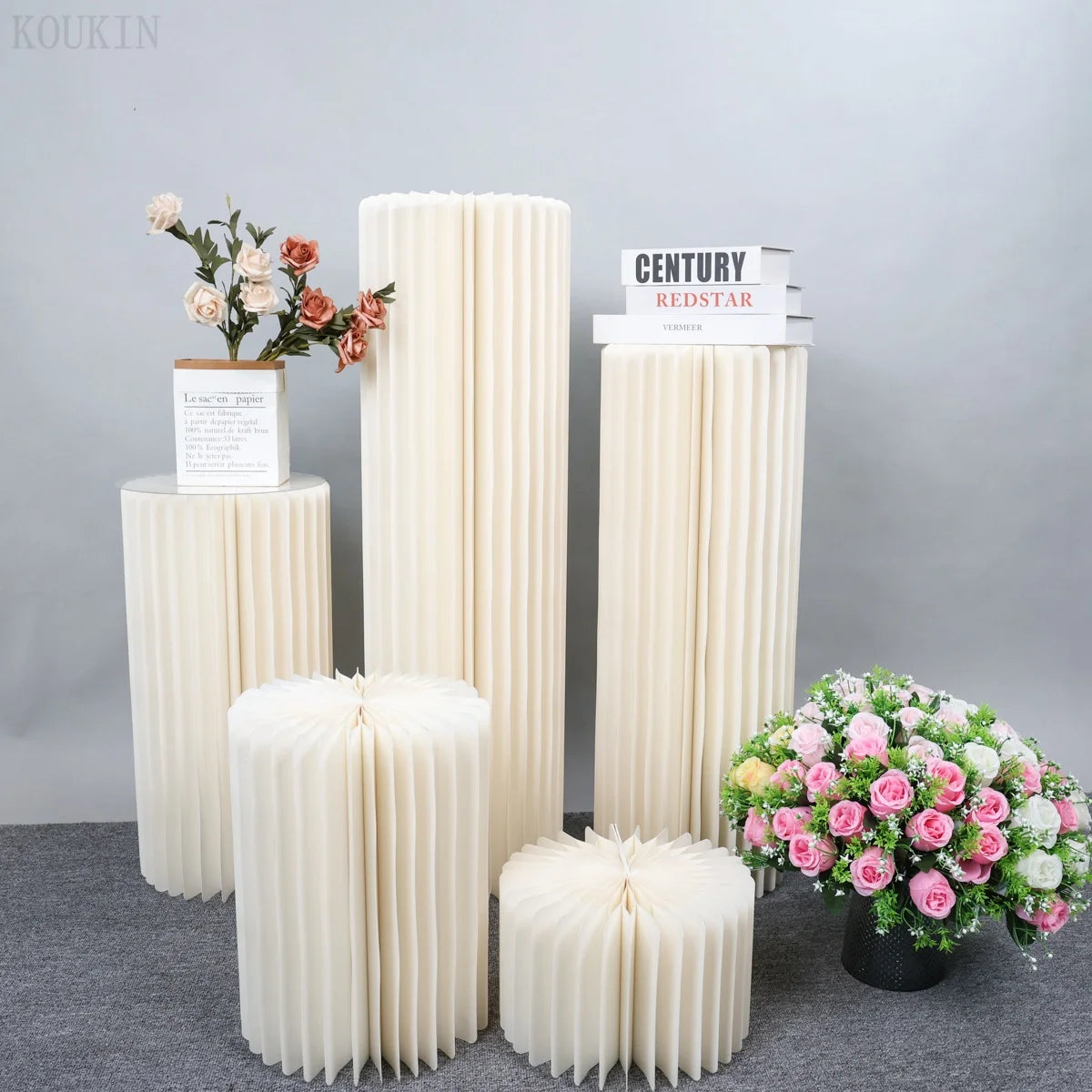 Round Roman Column Pedestal Stands Dessert Display Wedding Centerpieces