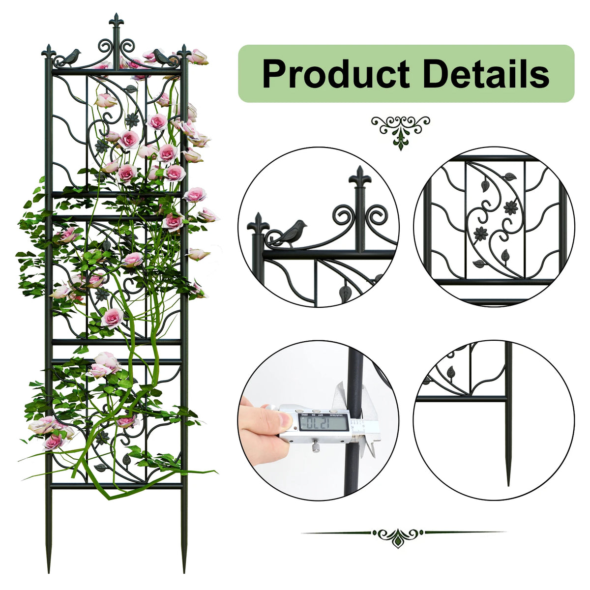 Metal Garden Trellis Panel Fence for Climbing Plants and Planters