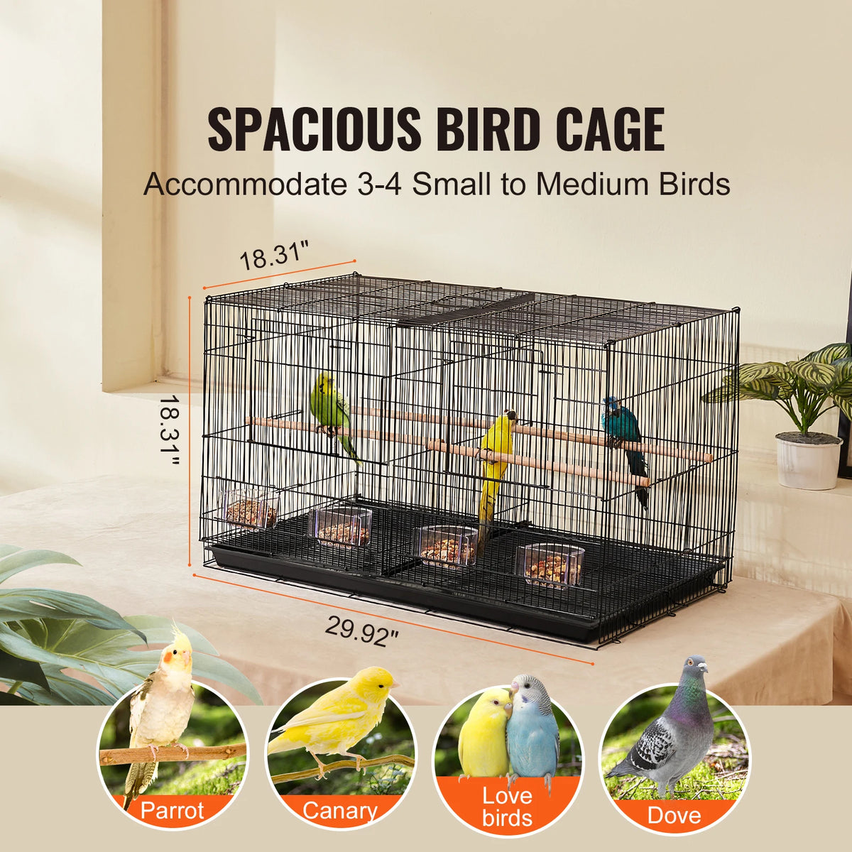 SucceBuy Stackable Divided Bird Travel Cage With Handle And Perches