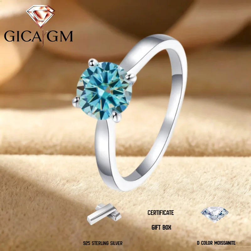 Premium Moissanite Engagement Ring In Sterling Silver For Women